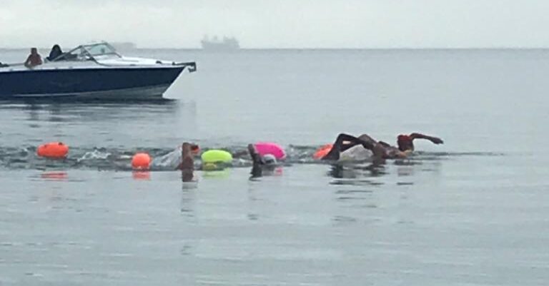 Swimmers of Trinity Masters in open-water training on March 5