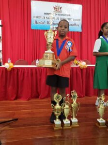 Aaron Subero who came second overall and first in the Port of Spain division for Mental Math 2019
