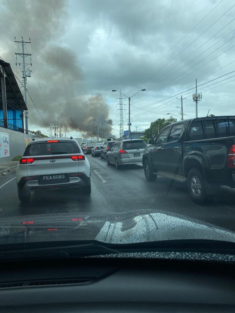 Traffic heading out of Port of Spain along the eastbound lane of the Beetham Highway at Sea Lots around 3.15 pm on Monday. AZP News/Prior Beharry