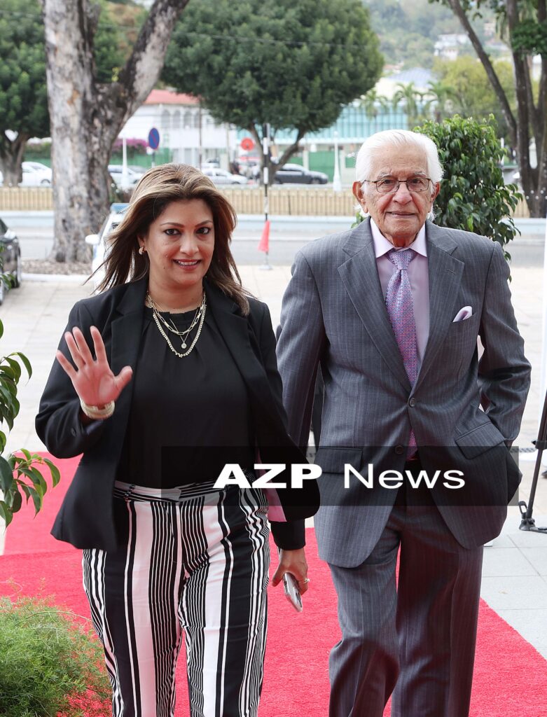 Former prime minister Basdeo Panday with his daughter Mickela. AZP News/Azlan Mohammed