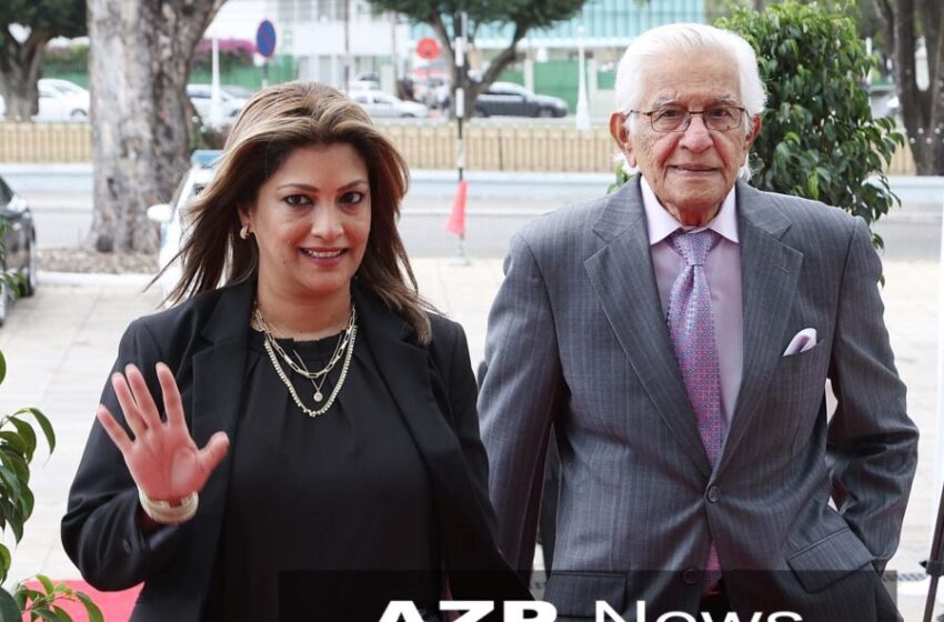 Former prime minister Basdeo Panday with his daughter Mickela. AZP News/Azlan Mohammed