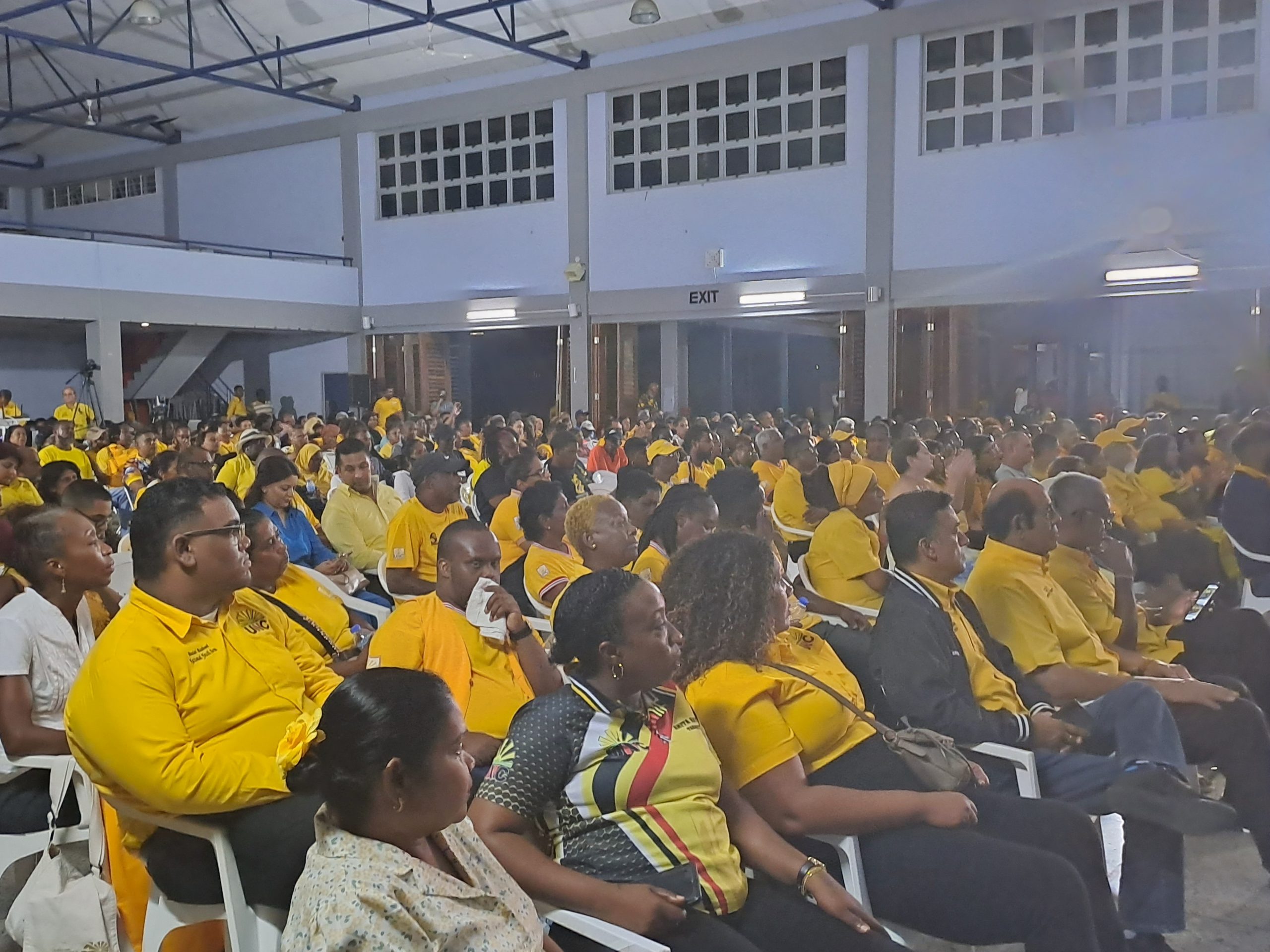 The packed auditorium of the Aranguez North Secondary School on Monday evening. AZP News/Prior Beharry