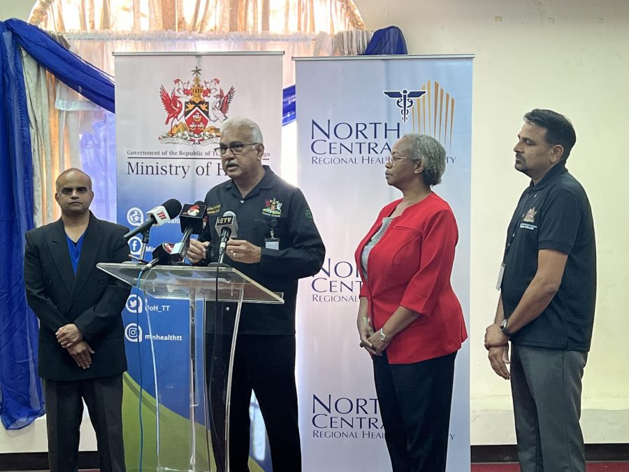 Minister of Health Terrence Deyalsingh speaking at the Divali Nagar on Monday. Photo: Ministry of Health