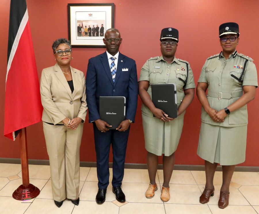 Caption: From left, Chairman of the Police Service Commission Justice Judith Jones (Retired), Deputy Commissioner of Police (DCP) Junior Benjamin, DCP Natasha George and Police Commissioner Erla Harewood-Christopher
