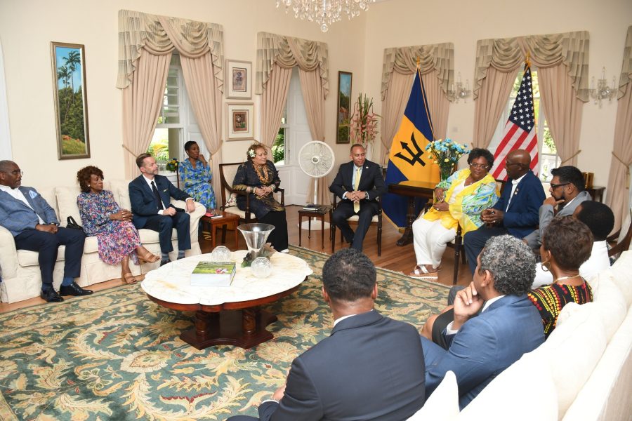 Caribbean prime minister with US lawmakers in Barbados. Photos courtesy OPM