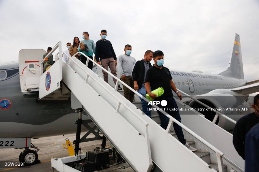 Two Colombian military planes with some 200 nationals expelled from the US arrived in Bogota after a blazing row with Donald Trump over migrant deportations, Colombia's President Gustavo Petro said. Photo by Handout/Colombian Ministry of Foreign Affairs/AFP