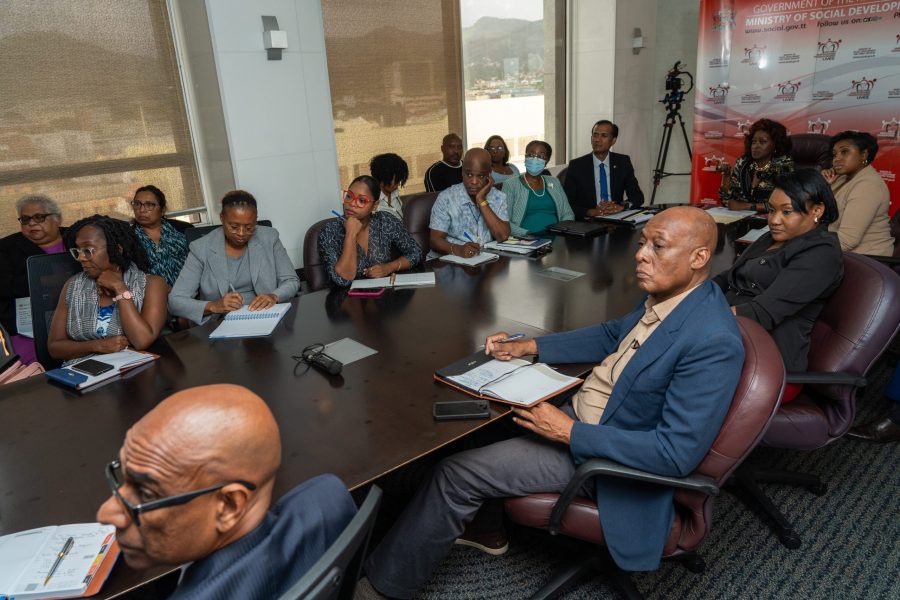 Social Development and Family Services Donna Cox with the councillors and aldermen of the Port of Spain City Corporation