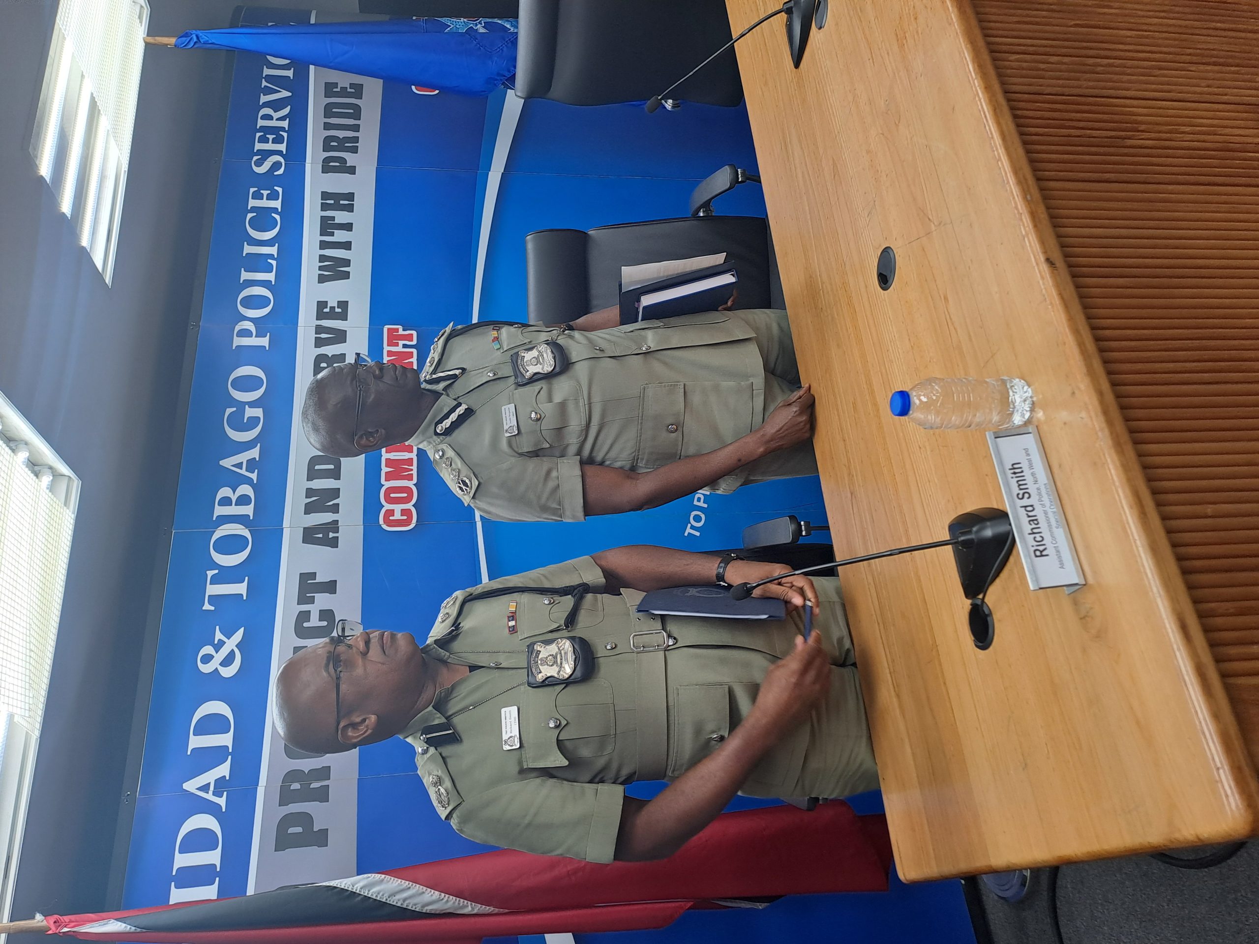 Assistant Commissioner of Police, North West and Special Operations, Richard Smith, left, and Deputy Police Commissioner Junior Benjamin. AZP/Prior Beharry