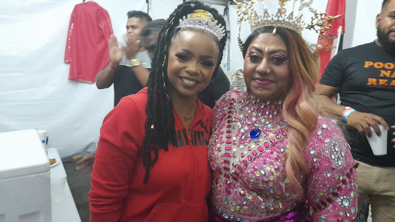 Caption Chutney Soca Queen Reshma Ramlal and Shivonne Liesl-Anne Churche aka “Lil Bitts”. AZP News/Sue-Ann Wayow