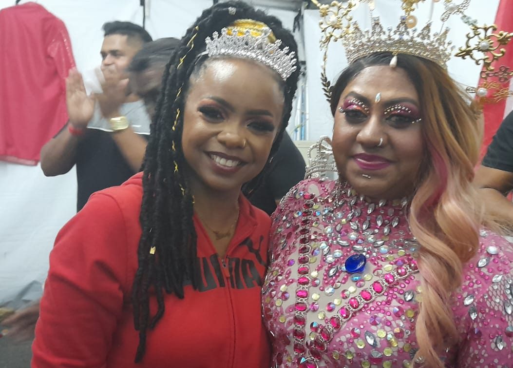 Caption Chutney Soca Queen Reshma Ramlal and Shivonne Liesl-Anne Churche aka “Lil Bitts”. AZP News/Sue-Ann Wayow
