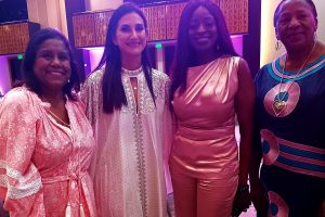 Caption: President of the InterClub of Trinidad and Tobago Justine Aboud-Chamely, second left, with government ministers from left Paula Gopee-Scoon, Donna Cox and Pennelope Beckles. AZP News/Prior Beharry