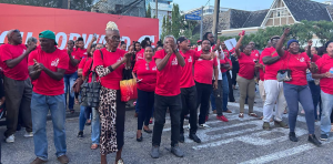 supporters outside baliser house