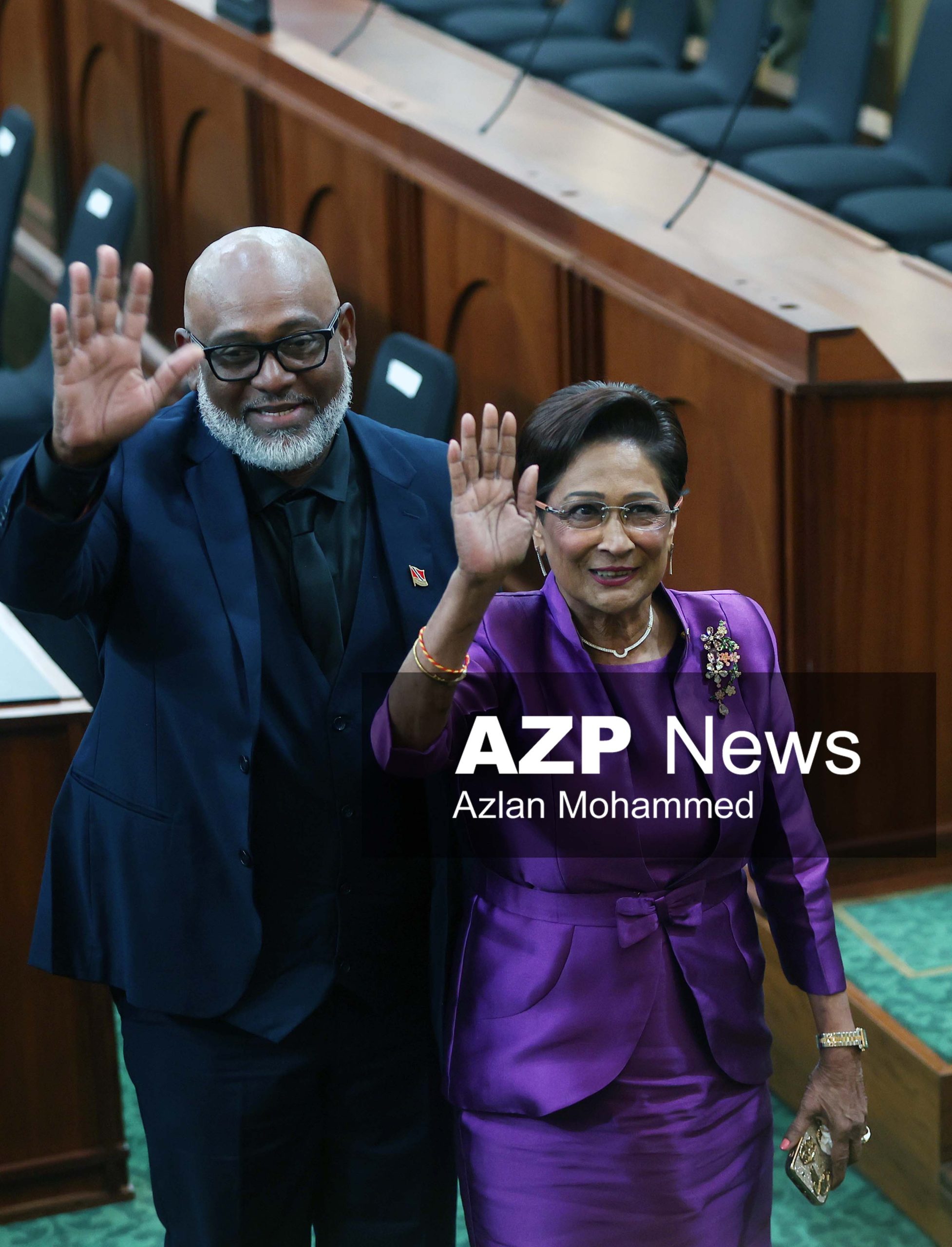 Prime Minister Kamla Persad-Bissessar and Point Fortin MP Ernesto Kesar