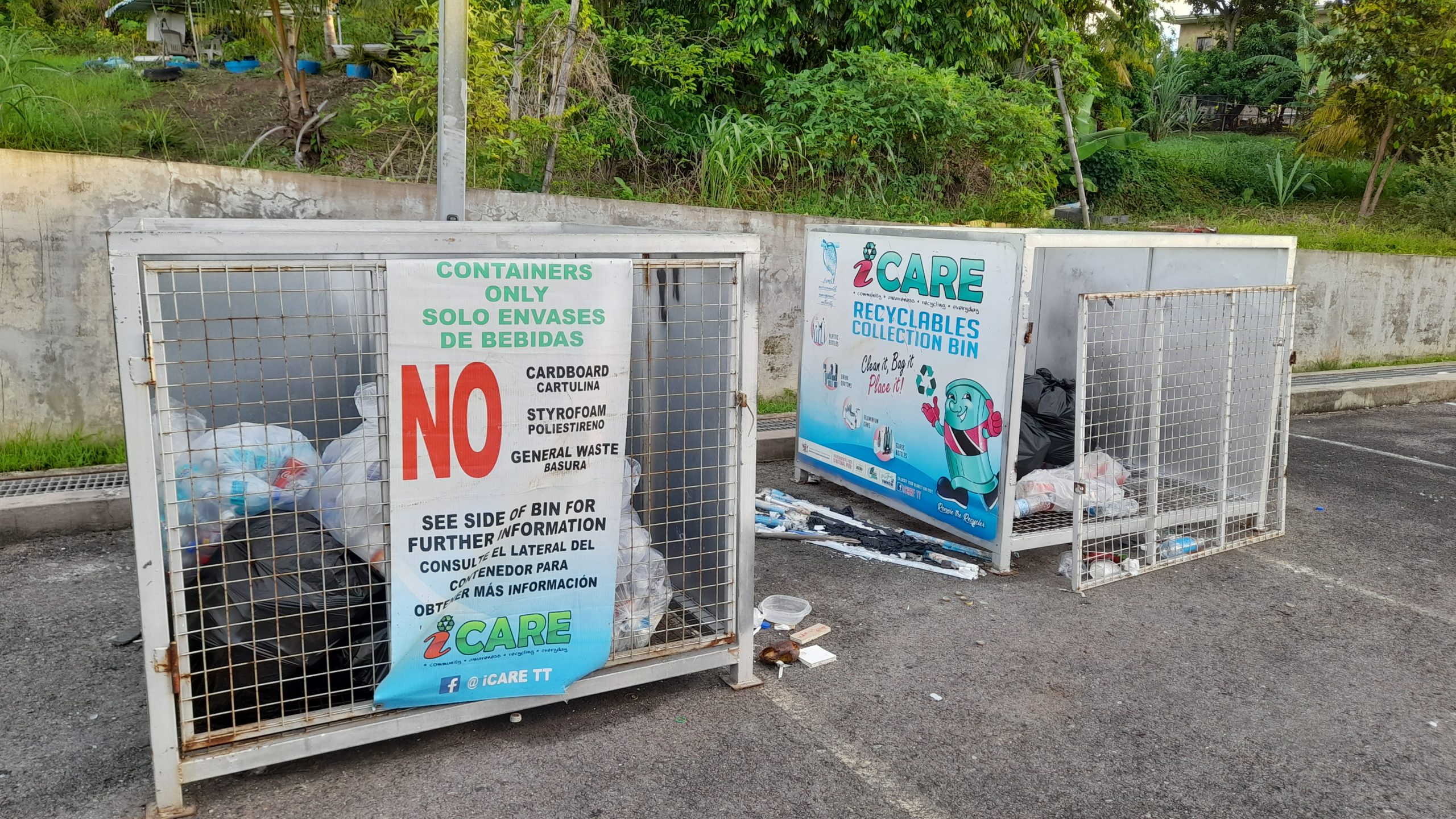 Caption: An ICare bin for recyclable material at C3 Mall, San Fernando. AZP News/Sue-Ann Wayow