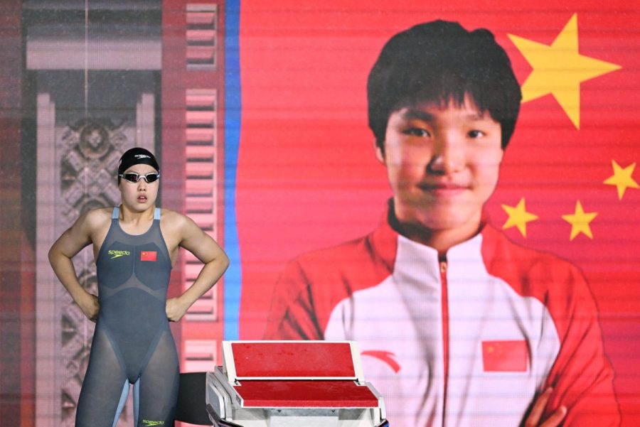 China's swimmer Yu Zidi prepares for the final of the women's 200m butterfly swimming event during the 2025 World Aquatics Championships in Singapore on July 31, 2025. AFP/Oli Scarff