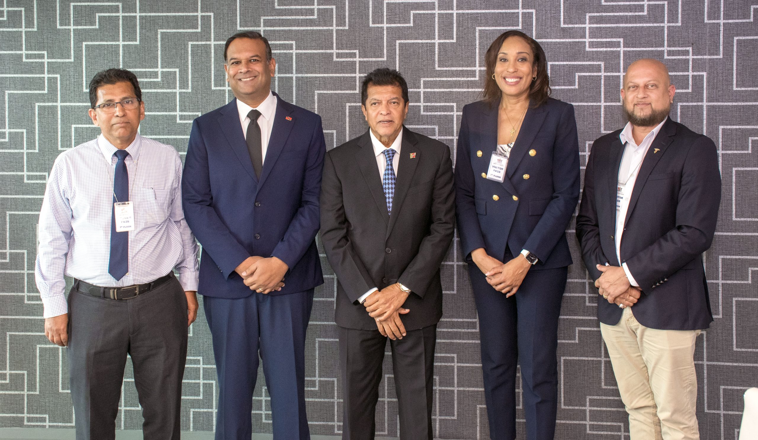Minister of Health Dr Lackram Bodoe, centre, with Minister in the Ministry of Health Dr Rishad Seecheran, second left, President Medical Board of Trinidad and Tobago Dr Nazim Boris Mohammed, left, President are Trinidad and Tobago Chamber of Industry and Commerce Sonji Pierre-Chase and President Pharmacy Board of Trinidad and Tobago Ricardo Mohammed