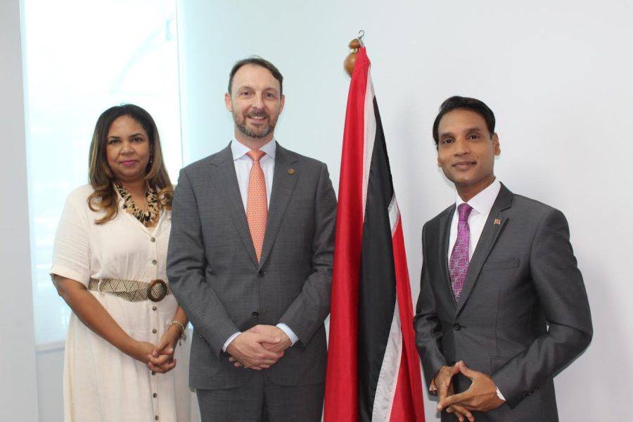 Head of Corporation Relations at Shell Trinidad & Tobago and County Chair for Shell in the English Caribbean Candice Clarke Salloum, Vice President and County Chair for Shell Trinidad and Tobago Adam Lowmass and Barry Padarath, Minister of Public Utilities. Photo: Ministry of Public Utilities