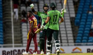 Hasan Nawaz , right, and Hussain Talat carried Pakistan to victory in the opening ODI against West Indies