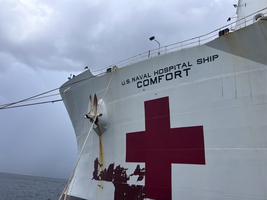 The USNH Comfort docked at the Port of Spain Cruise Ship Complex. The Comfort is in Trinidad as the last stop of the US Navy's Continuing Promise humanitarian tour. AZP News/Alicia Chamely