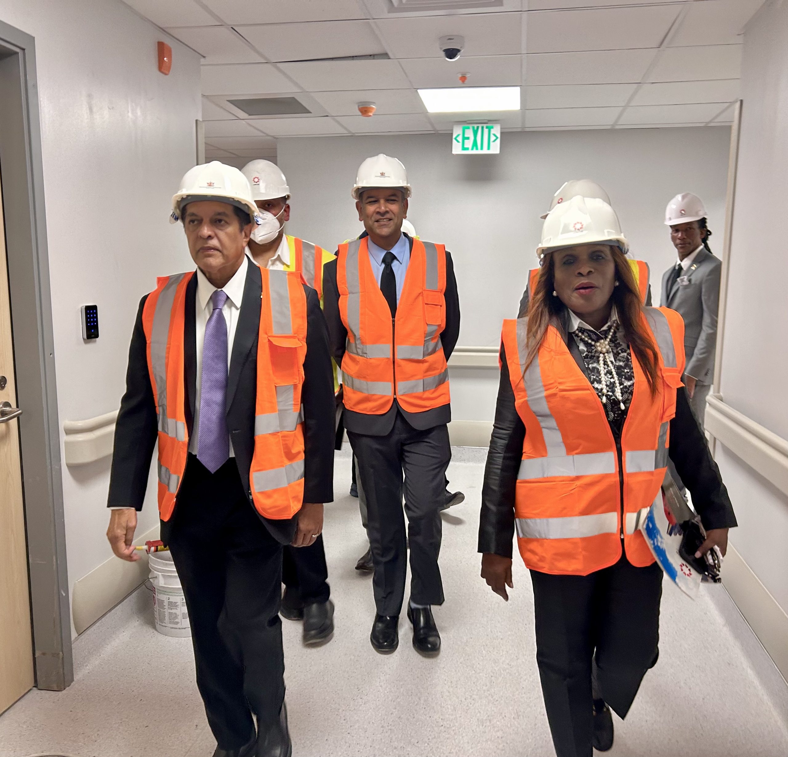 Minster of Health Dr Lackram Bodoe, Minister in the Ministry of Health Dr Rishad Seecheran and Minster of Works and Infrastructure Jerlean John tour the Central Block of the POSGH on Friday. AZP News/Alicia Chamely