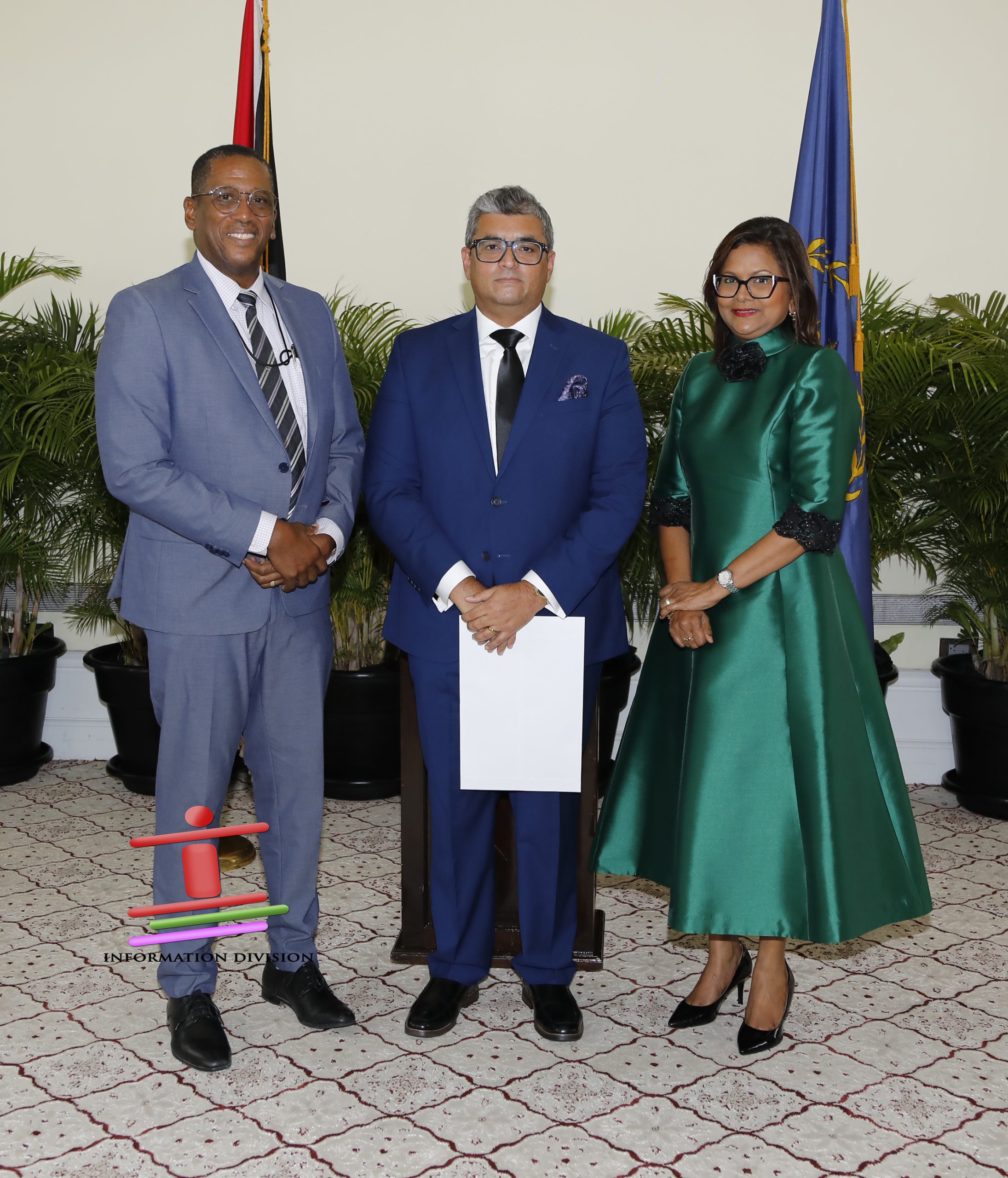 President Christine Kangaloo, right, with Chief Justice Ivor Archie and Justice of Appeal Ricky Rahim