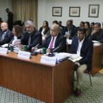 Caption: Officials appearing before the Public Administration and Appropriations Committee. Photo: T&T Parliament