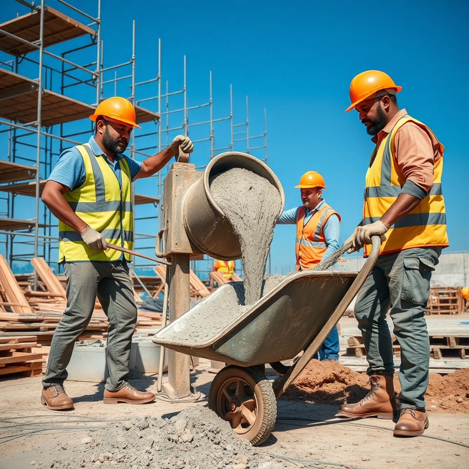 Men working with cement