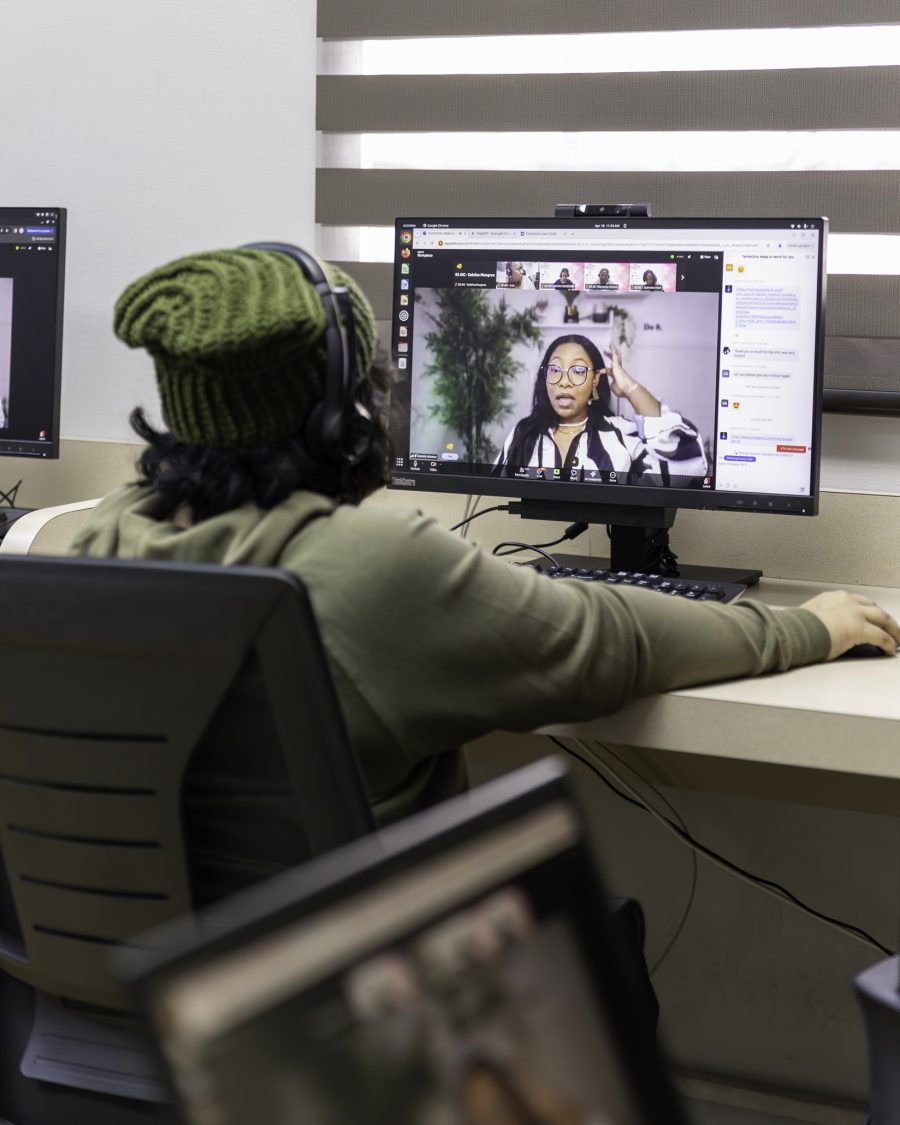 Participant joins a live virtual Girls in ICT session focused on digital skills development