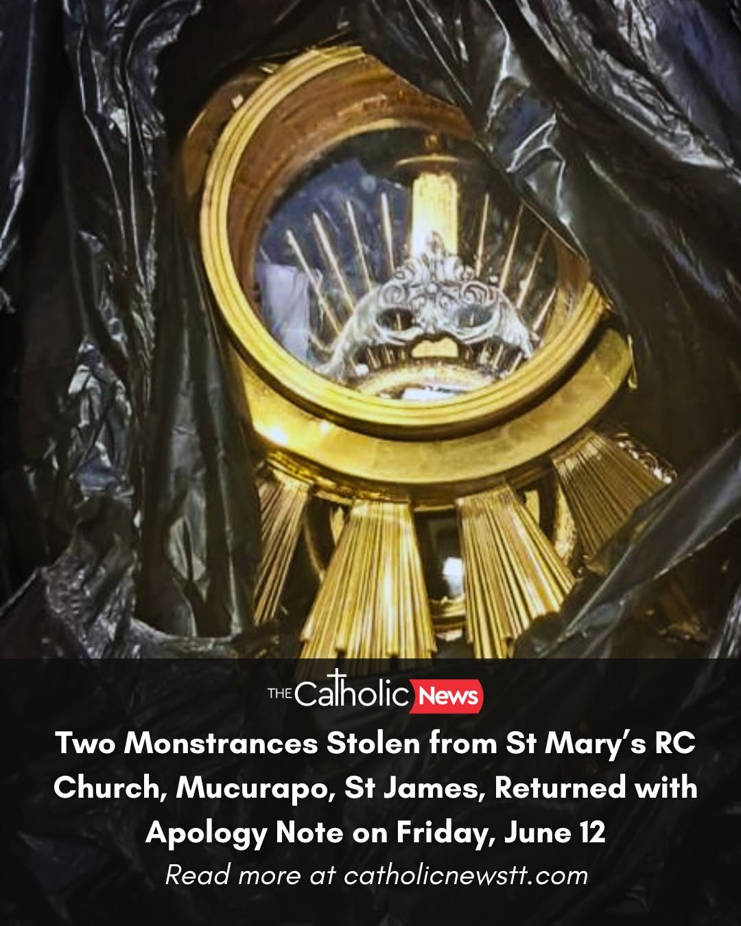 Monstrances stolen from St Mary’s RC Church, St James,