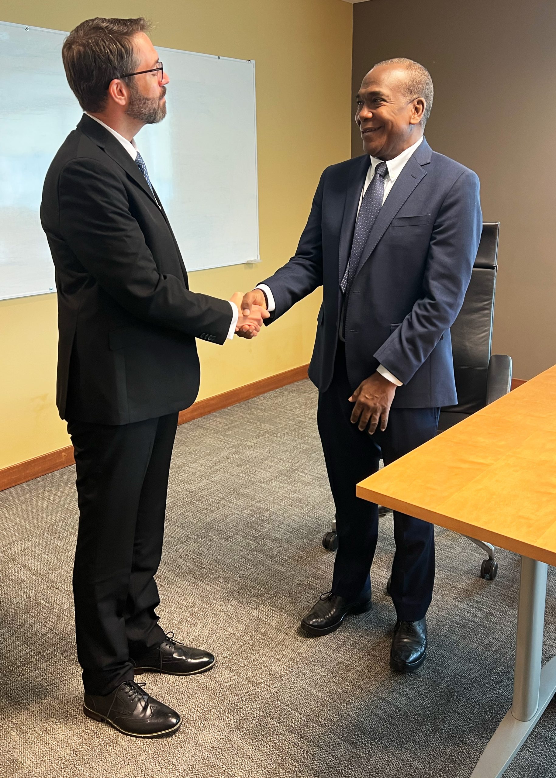 US Chargé d’Affaires Philip Kern paid a courtesy call on Attorney General John Jeremie, SC